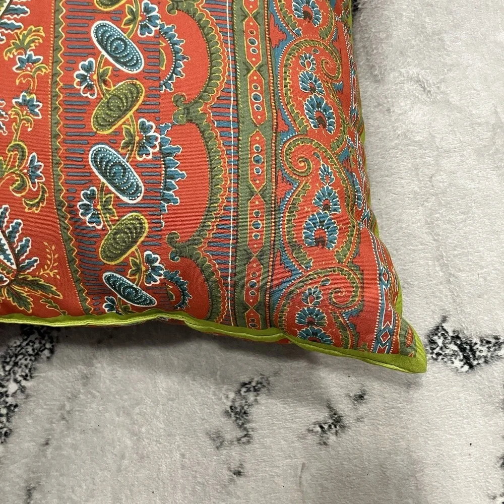 Pottery Barn Paisley Couch Throw Pillow Coral Teal‎ Green 20x20 Insert